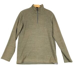 Eddie Bauer Mens Quarter Zip Pullover Fleece‎ Sweater Olive Green Size S